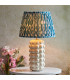 Bobble White Crackle Glaze Table Lamp with Marlin Blue Fabric Ikat Shade 35cm B22-2