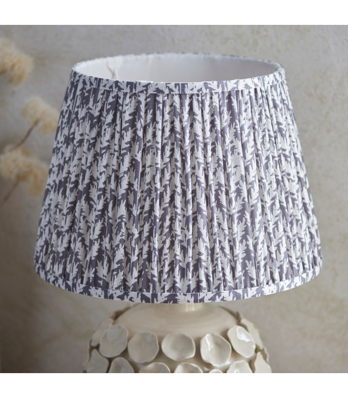 Borello Ivory Crackle Glaze Table Lamp with Pearl Grey Fabric Leaf Shade 35cm B22-4