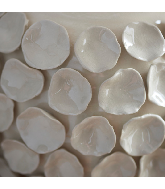Borello Ivory Crackle Glaze Table Lamp with Pearl Grey Fabric Leaf Shade 35cm B22-7