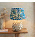 Borello Ivory Crackle Glaze Table Lamp with Marlin Blue Fabric Ikat Shade 35cm B22-2