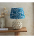 Borello Ivory Crackle Glaze Table Lamp with Marlin Blue Fabric Ikat Shade 35cm B22-3