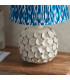 Borello Ivory Crackle Glaze Table Lamp with Marlin Blue Fabric Ikat Shade 35cm B22-4