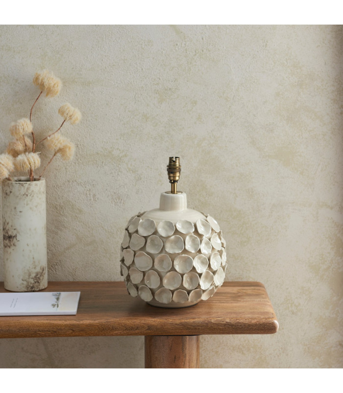 Borello Ivory Crackle Glaze Table Lamp with Marlin Blue Fabric Ikat Shade 35cm B22-5
