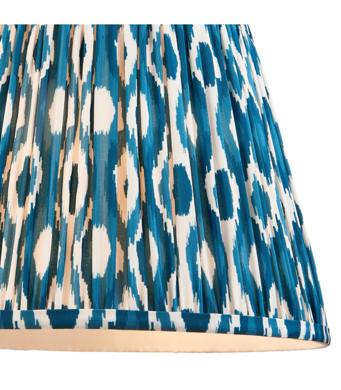 Borello Ivory Crackle Glaze Table Lamp with Marlin Blue Fabric Ikat Shade 35cm B22-8
