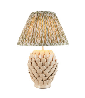 Layered Leaf Ivory Crackle Glaze Table Lamp with Herb Garden Green Fabric Leaf Shade 30cm B22-1