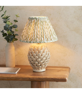 Layered Leaf Ivory Crackle Glaze Table Lamp with Herb Garden Green Fabric Leaf Shade 30cm B22-2