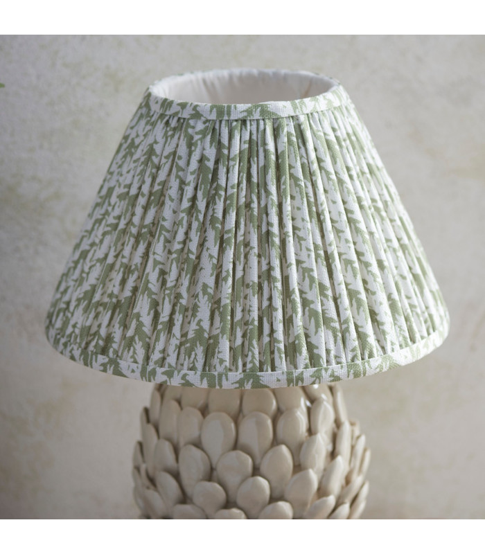 Layered Leaf Ivory Crackle Glaze Table Lamp with Herb Garden Green Fabric Leaf Shade 30cm B22-4