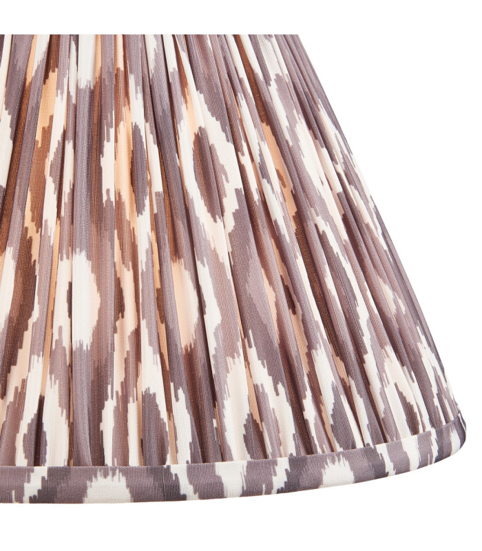 Layered Leaf Ivory Crackle Glaze Table Lamp with Pearl Grey Fabric Ikat Shade 30cm B22-8