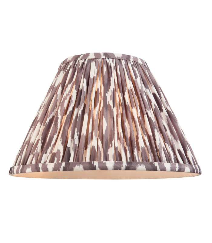 Layered Leaf Ivory Crackle Glaze Table Lamp with Pearl Grey Fabric Ikat Shade 30cm B22-9