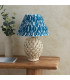 Layered Leaf Ivory Crackle Glaze Table Lamp with Marlin Blue Fabric Ikat Shade 30cm B22-3