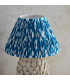 Layered Leaf Ivory Crackle Glaze Table Lamp with Marlin Blue Fabric Ikat Shade 30cm B22-4