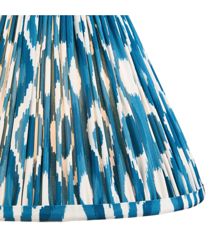 Layered Leaf Ivory Crackle Glaze Table Lamp with Marlin Blue Fabric Ikat Shade 30cm B22-8
