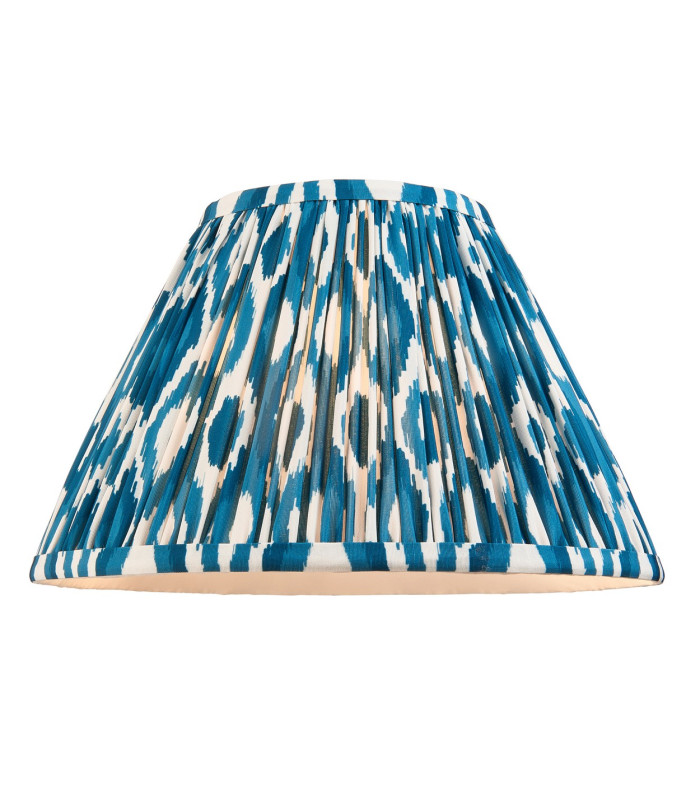Layered Leaf Ivory Crackle Glaze Table Lamp with Marlin Blue Fabric Ikat Shade 30cm B22-9
