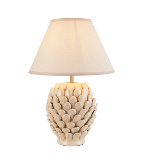 Layered Leaf Ivory Crackle Glaze Table Lamp with Vintage White Fabric Ivy Shade 30cm B22-1