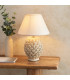 Layered Leaf Ivory Crackle Glaze Table Lamp with Vintage White Fabric Ivy Shade 30cm B22-2
