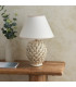 Layered Leaf Ivory Crackle Glaze Table Lamp with Vintage White Fabric Ivy Shade 30cm B22-3
