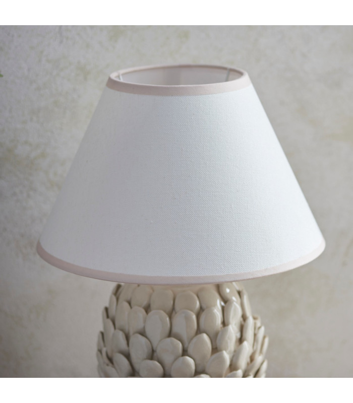 Layered Leaf Ivory Crackle Glaze Table Lamp with Vintage White Fabric Ivy Shade 30cm B22-4