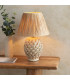 Layered Leaf Ivory Crackle Glaze Table Lamp with Natural Raffia Raffia Shade 30cm B22-2