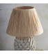 Layered Leaf Ivory Crackle Glaze Table Lamp with Natural Raffia Raffia Shade 30cm B22-4