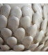 Layered Leaf Ivory Crackle Glaze Table Lamp with Natural Raffia Raffia Shade 30cm B22-7