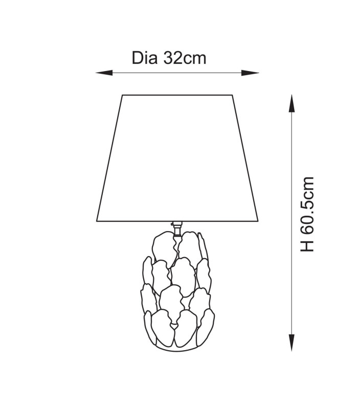 Layered Leaf Ivory Crackle Glaze Table Lamp with Natural Raffia Raffia Shade 32cm B22-10