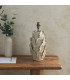 Layered Leaf Ivory Crackle Glaze Table Lamp with Pearl Grey Fabric Ikat Shade 35cm B22-5