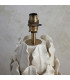 Layered Leaf Ivory Crackle Glaze Table Lamp with Pearl Grey Fabric Ikat Shade 35cm B22-6