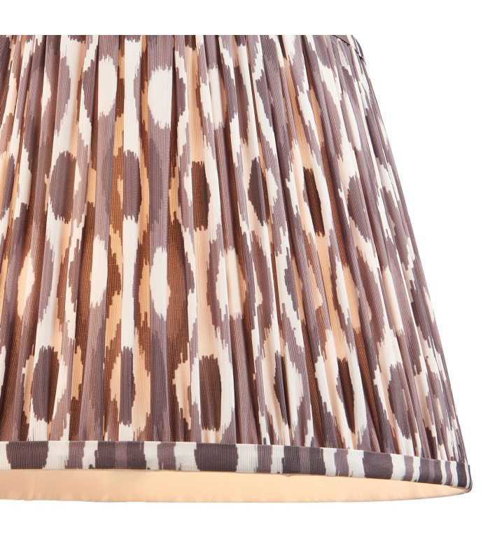 Layered Leaf Ivory Crackle Glaze Table Lamp with Pearl Grey Fabric Ikat Shade 35cm B22-8