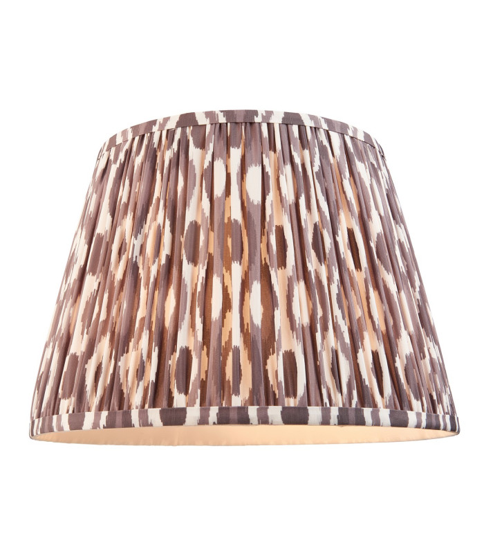 Layered Leaf Ivory Crackle Glaze Table Lamp with Pearl Grey Fabric Ikat Shade 35cm B22-9