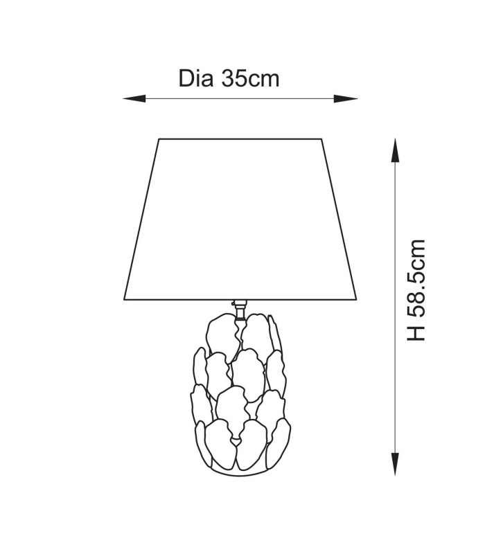 Layered Leaf Ivory Crackle Glaze Table Lamp with Pearl Grey Fabric Ikat Shade 35cm B22-10