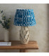 Layered Leaf Ivory Crackle Glaze Table Lamp with Marlin Blue Fabric Ikat Shade 35cm B22-3