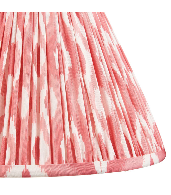 Monroe Gloss Green Glaze Table Lamp with Coral Pink Fabric Ikat Shade 30cm B22-8
