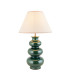 Monroe Gloss Green Glaze Table Lamp with Vintage White Fabric Ivy Shade 30cm B22-1