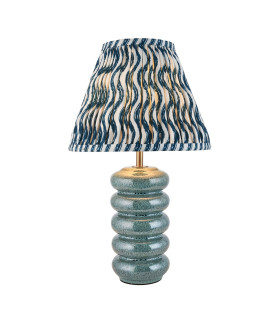 Squash Ocean Spray Glaze Table Lamp with Marlin Blue Fabric Ripple Shade 25cm B22-1