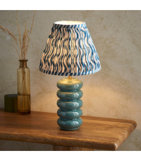 Squash Ocean Spray Glaze Table Lamp with Marlin Blue Fabric Ripple Shade 25cm B22-2