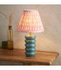 Squash Ocean Spray Glaze Table Lamp with Coral Pink Fabric Ripple Shade 25cm B22-2