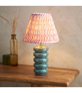 Squash Ocean Spray Glaze Table Lamp with Coral Pink Fabric Ripple Shade 25cm B22-2