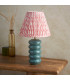 Squash Ocean Spray Glaze Table Lamp with Coral Pink Fabric Ripple Shade 25cm B22-3