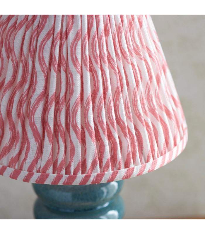 Squash Ocean Spray Glaze Table Lamp with Coral Pink Fabric Ripple Shade 25cm B22-4