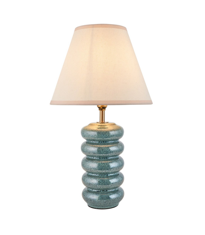 Squash Ocean Spray Glaze Table Lamp with Vintage White Fabric Ivy Shade 25cm B22-1