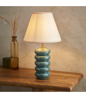 Squash Ocean Spray Glaze Table Lamp with Vintage White Fabric Ivy Shade 25cm B22-2