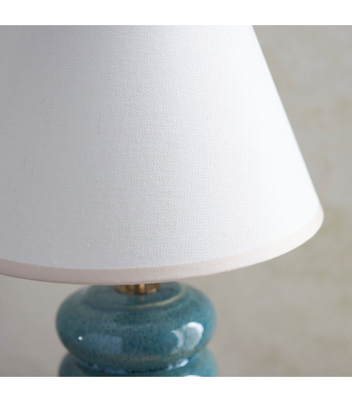 Squash Ocean Spray Glaze Table Lamp with Vintage White Fabric Ivy Shade 25cm B22-4