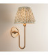 Santiago Brushed Aged Brass Plate Wall Light with Herb Garden Green Fabric Leaf Shade 20cm B22-2