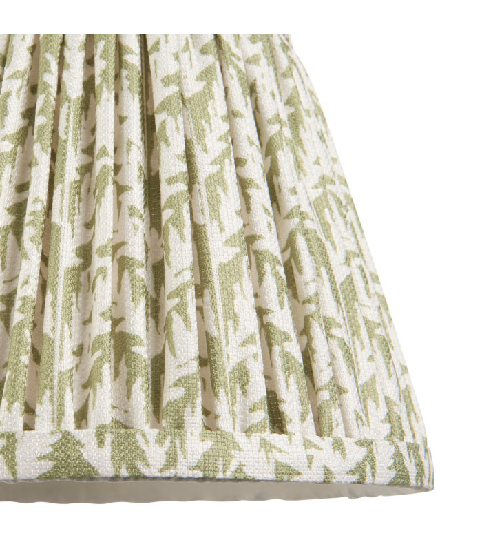 Santiago Brushed Aged Brass Plate Wall Light with Herb Garden Green Fabric Leaf Shade 20cm B22-8