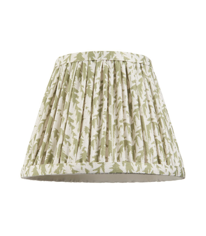 Santiago Brushed Aged Brass Plate Wall Light with Herb Garden Green Fabric Leaf Shade 20cm B22-9