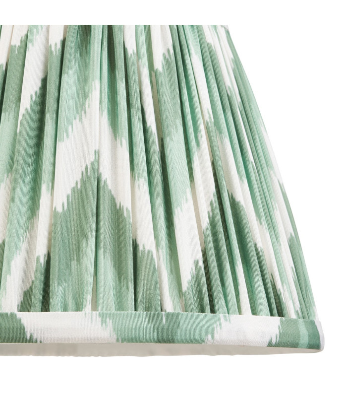 Santiago Brushed Aged Brass Plate Wall Light with Cotswold Green Fabric Zigzag Shade 20cm B22-8