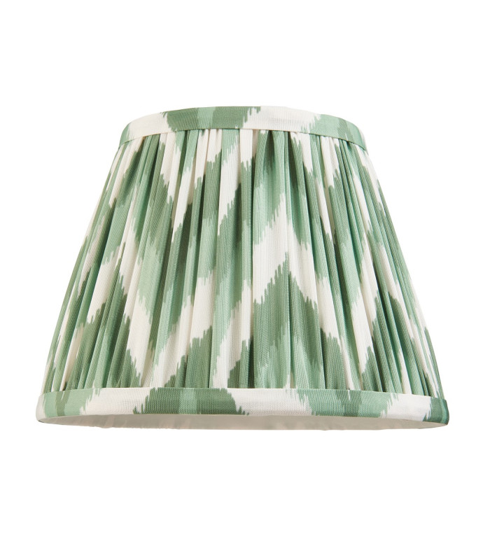 Santiago Brushed Aged Brass Plate Wall Light with Cotswold Green Fabric Zigzag Shade 20cm B22-9
