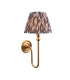 Santiago Brushed Aged Brass Plate Wall Light with Pearl Grey Fabric Ikat Shade 20cm B22-1