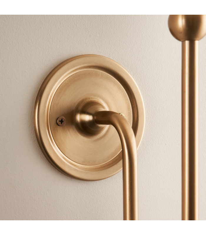 Santiago Brushed Aged Brass Plate Wall Light with Vintage White Fabric Ivy Shade 20cm B22-7