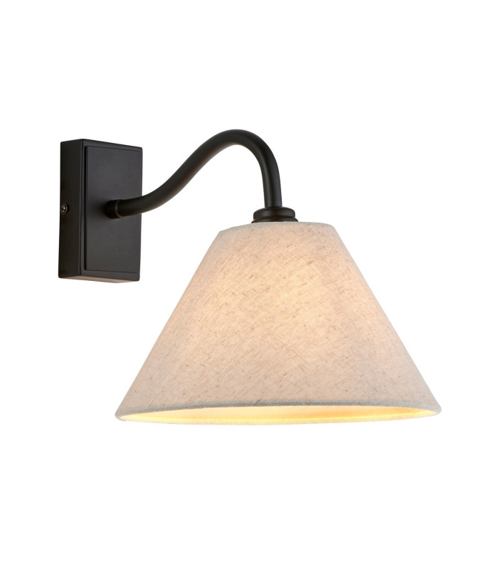 Knole Wall Lamp with Shade Matt Black & Natural Faux Linen E14-1